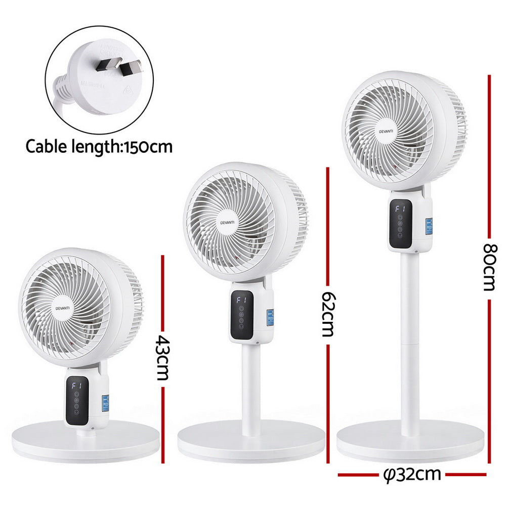 Devanti Pedestal Fan W/ Remote 3 Speed 12H Timer Height Adjustable Cooling Fan Margot Vital