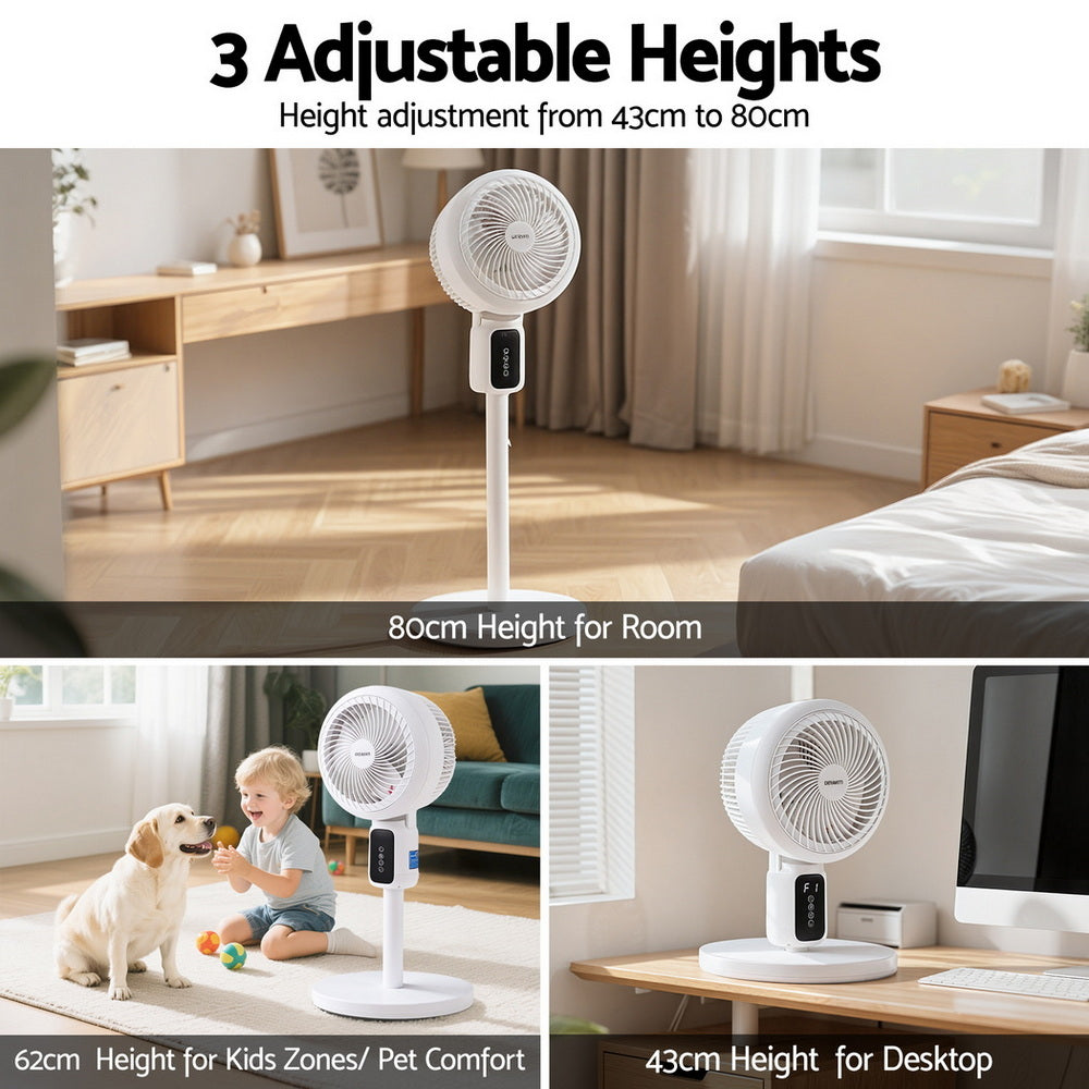Devanti Pedestal Fan W/ Remote 3 Speed 12H Timer Height Adjustable Cooling Fan Margot Vital