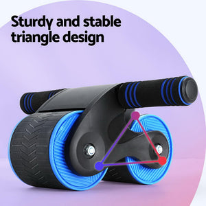 Everfit Ab Roller Automatic Rebound Abdominal Wheel Home Gym Workout Blue Margot Vital