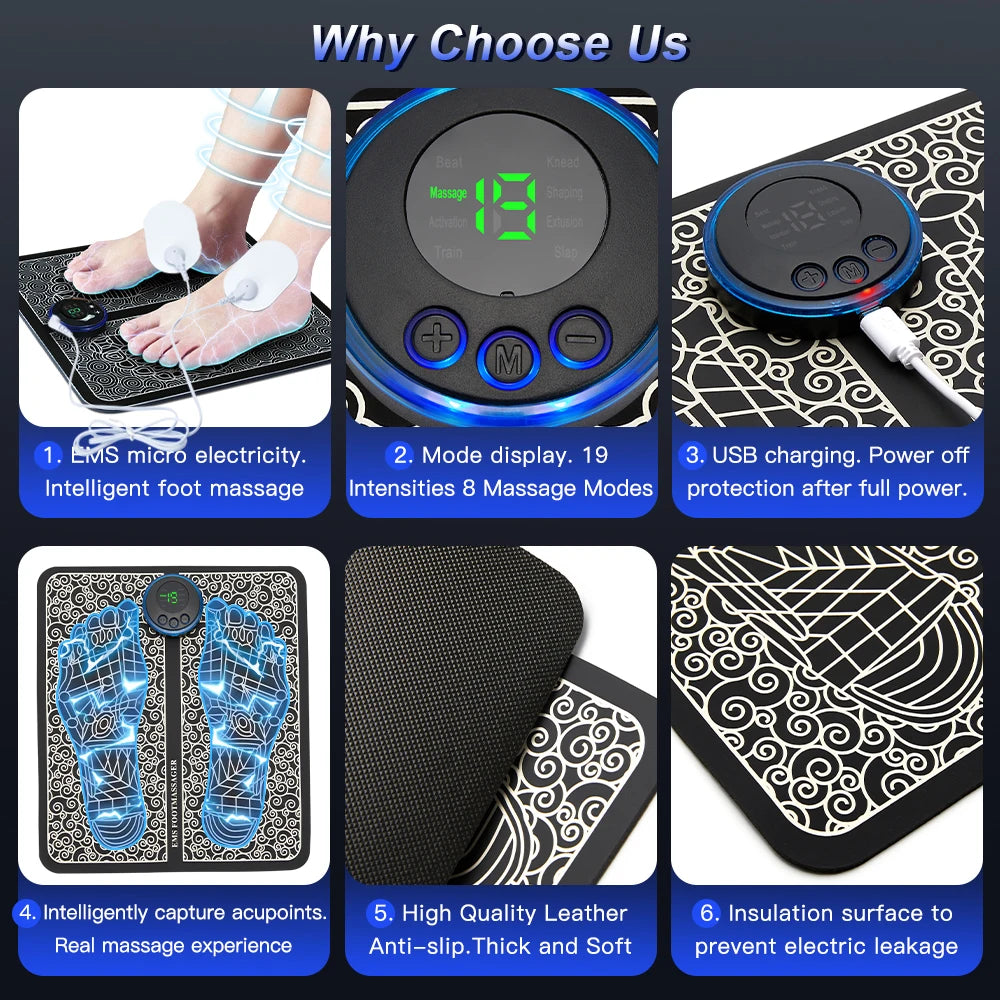 EMS Foot Massager Pad + Electrodes