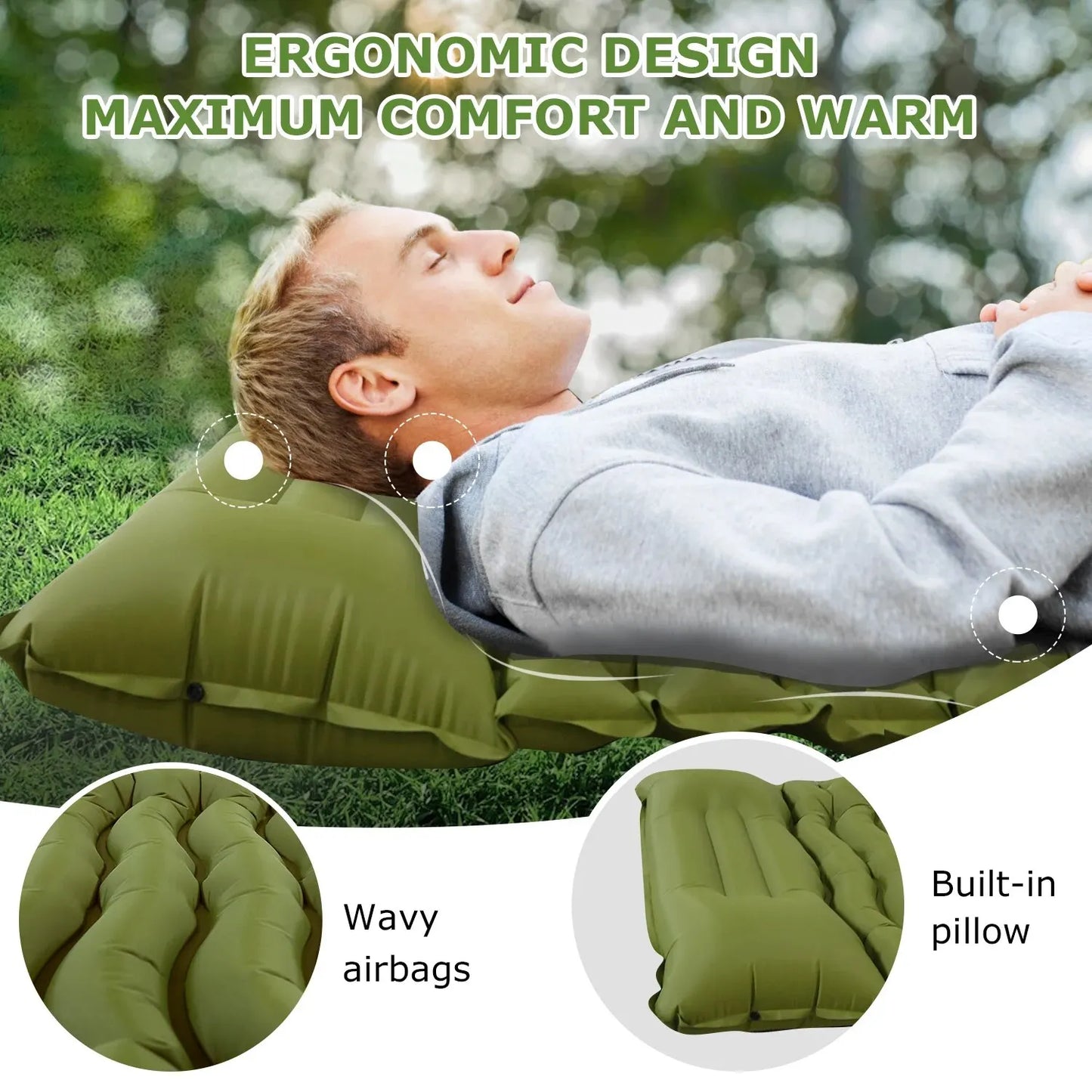 Ultralight Inflatable Sleeping Pad – Compact Air Mat with Built-In Pump
