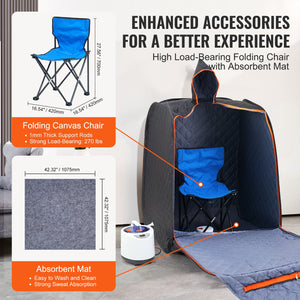 VEVOR Portable Steam Sauna Tent 1000W Personal Spa Loss Weight Detox Therapy, 800x800x1000 mm Margot Vital
