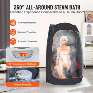VEVOR 1000W Personal Steam Sauna Tent Loss Weight Detox Therapy Spa Compact, 800 x 800 x 1330 mm Margot Vital