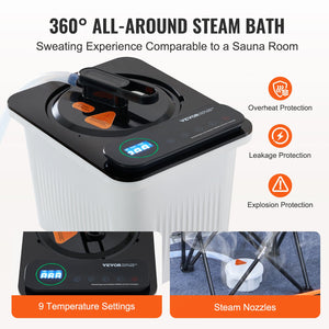 VEVOR Portable Steam Sauna Tent Full Size 2000W Personal Sauna Blanket W/ Chair,880 x 880 x 1780 mm Margot Vital