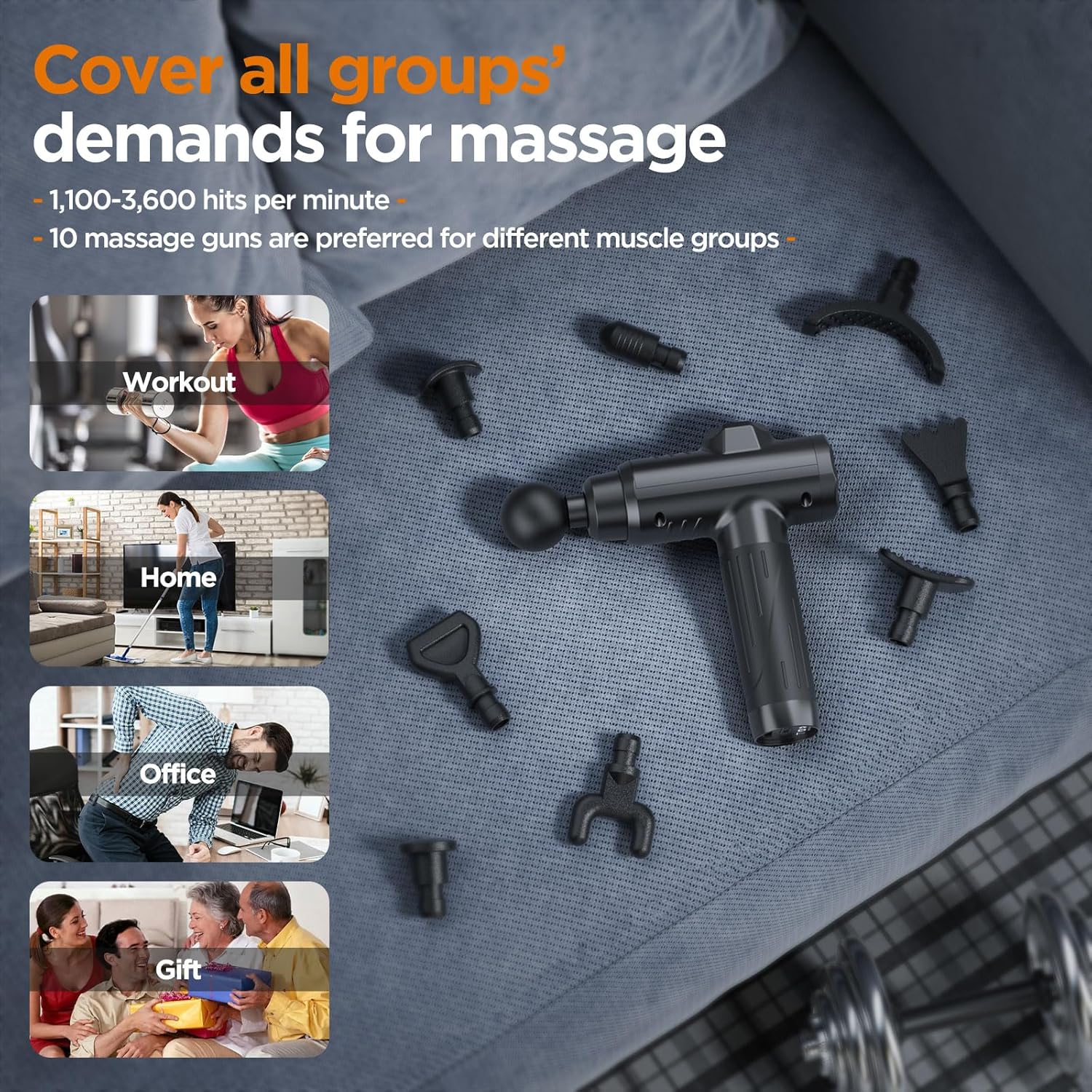 Professional Deep Tissue Massage Gun – 30 Speeds, 10 Heads Margot Vital