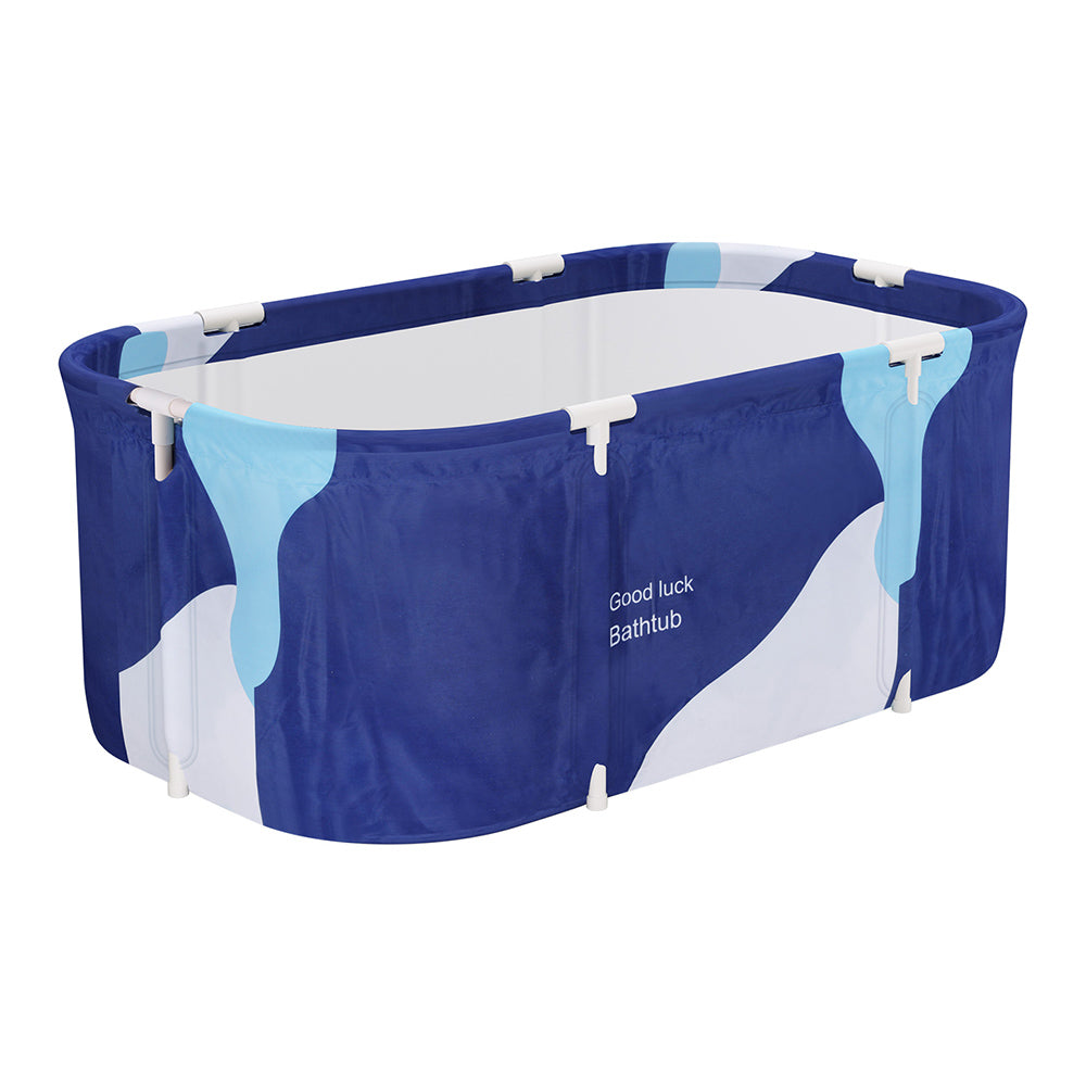 Weisshorn Foldable Bathtub PVC Spa Bucket Inflatable Cushion 114x62cm Navy Blue Margot Vital