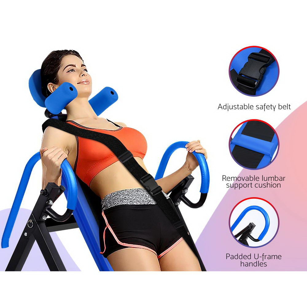 Everfit Inversion Table Gravity Exercise Inverter Back Stretcher Home Gym Blue Margot Vital