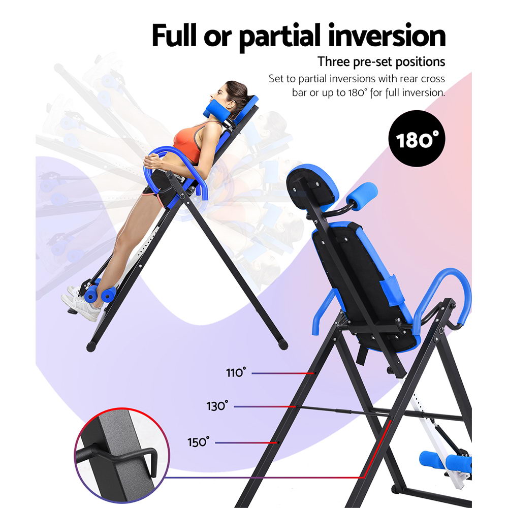 Everfit Inversion Table Gravity Exercise Inverter Back Stretcher Home Gym Blue Margot Vital