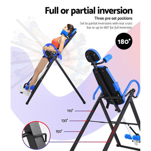Everfit Inversion Table Gravity Exercise Inverter Back Stretcher Home Gym Blue Margot Vital