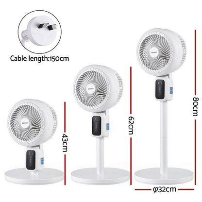 Devanti Pedestal Fan W/ Remote 3 Speed 12H Timer Height Adjustable Cooling Fan Margot Vital