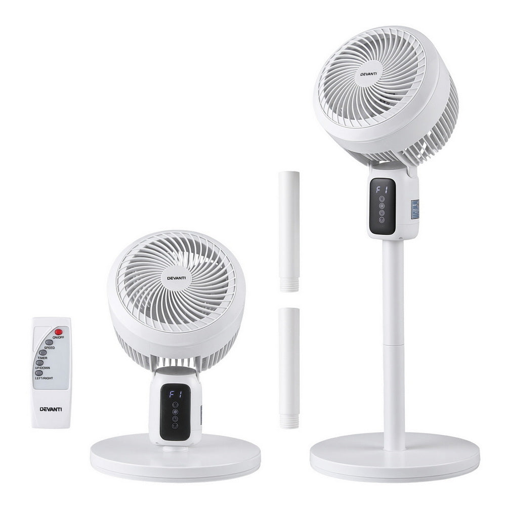 Devanti Pedestal Fan W/ Remote 3 Speed 12H Timer Height Adjustable Cooling Fan Margot Vital
