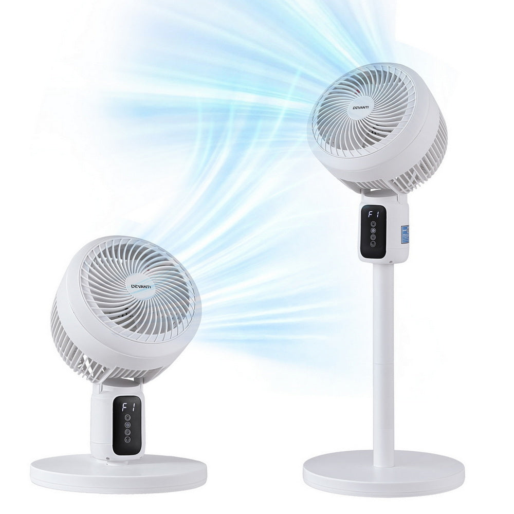 Devanti Pedestal Fan W/ Remote 3 Speed 12H Timer Height Adjustable Cooling Fan Margot Vital