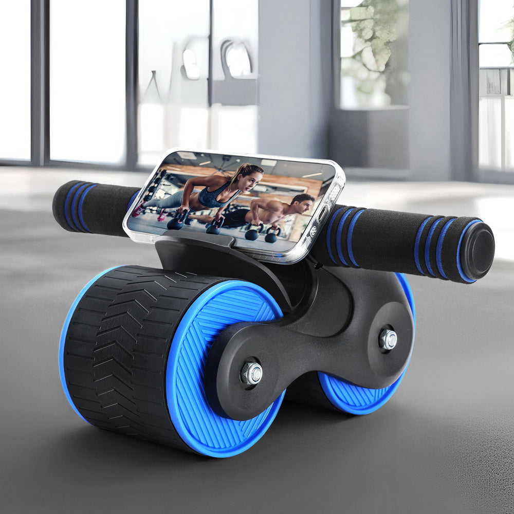 Everfit Ab Roller Automatic Rebound Abdominal Wheel Home Gym Workout Blue Margot Vital