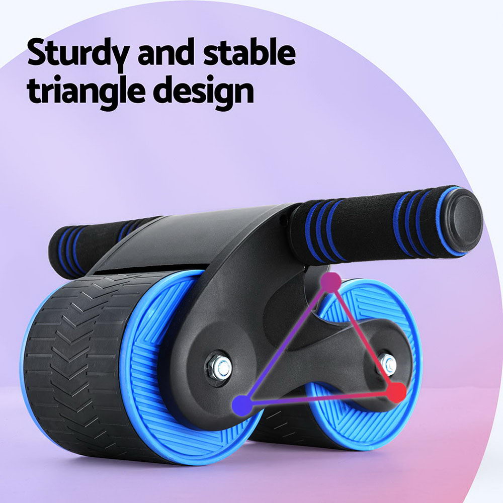 Everfit Ab Roller Automatic Rebound Abdominal Wheel Home Gym Workout Blue Margot Vital