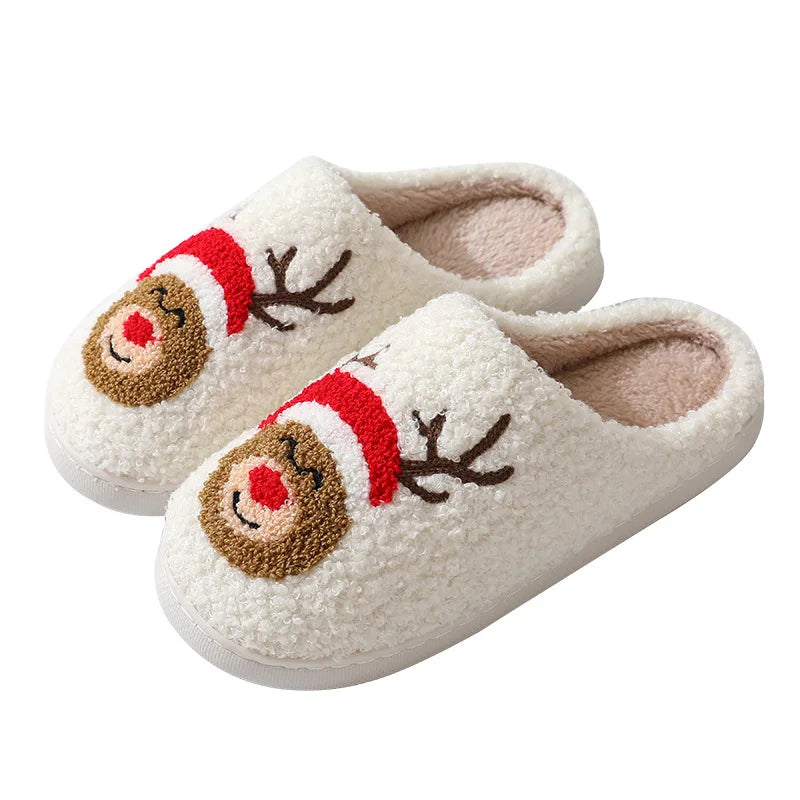 2024 Autumn Winter Family Fashion Slippers Women Home Warm Cartoon Flat Sandals Men Cute Non-slip Slides Couples Christmas Shoes Margot Vital