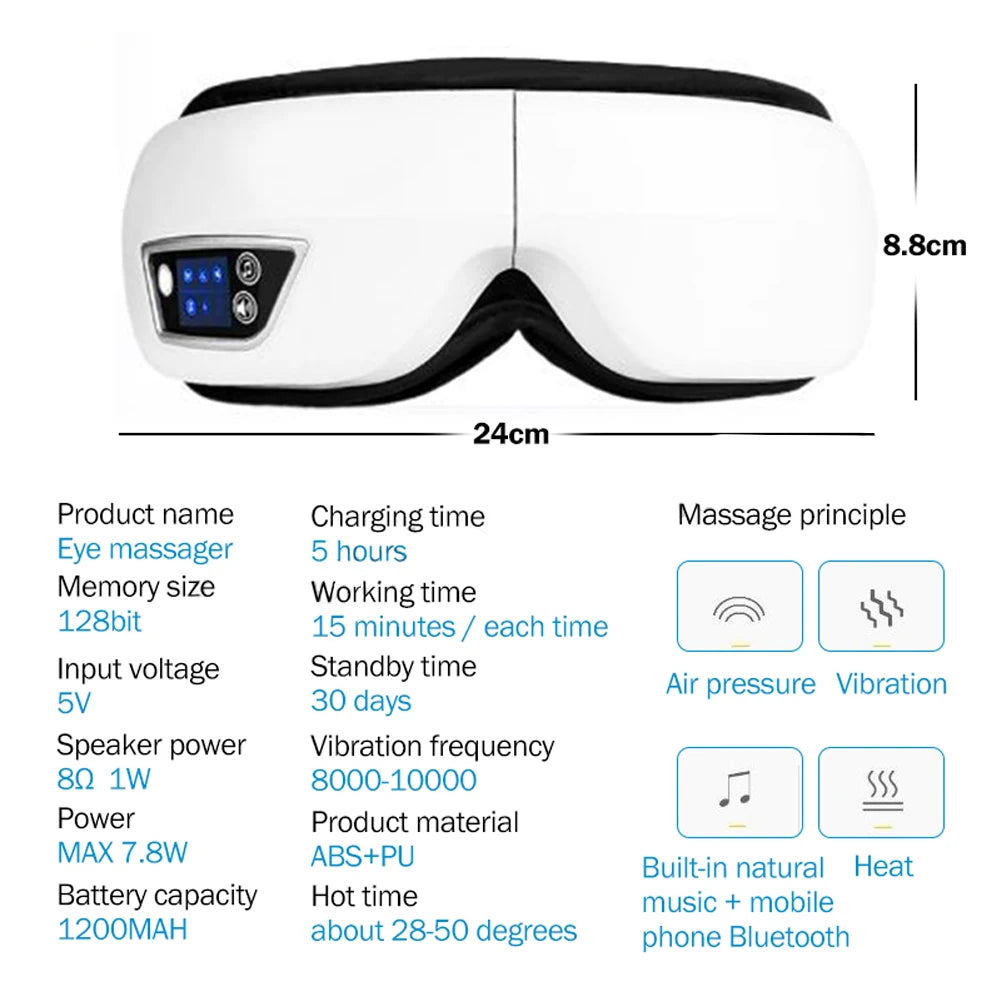 Smart Eye Massager with Heat & Bluetooth Audio Margot Vital