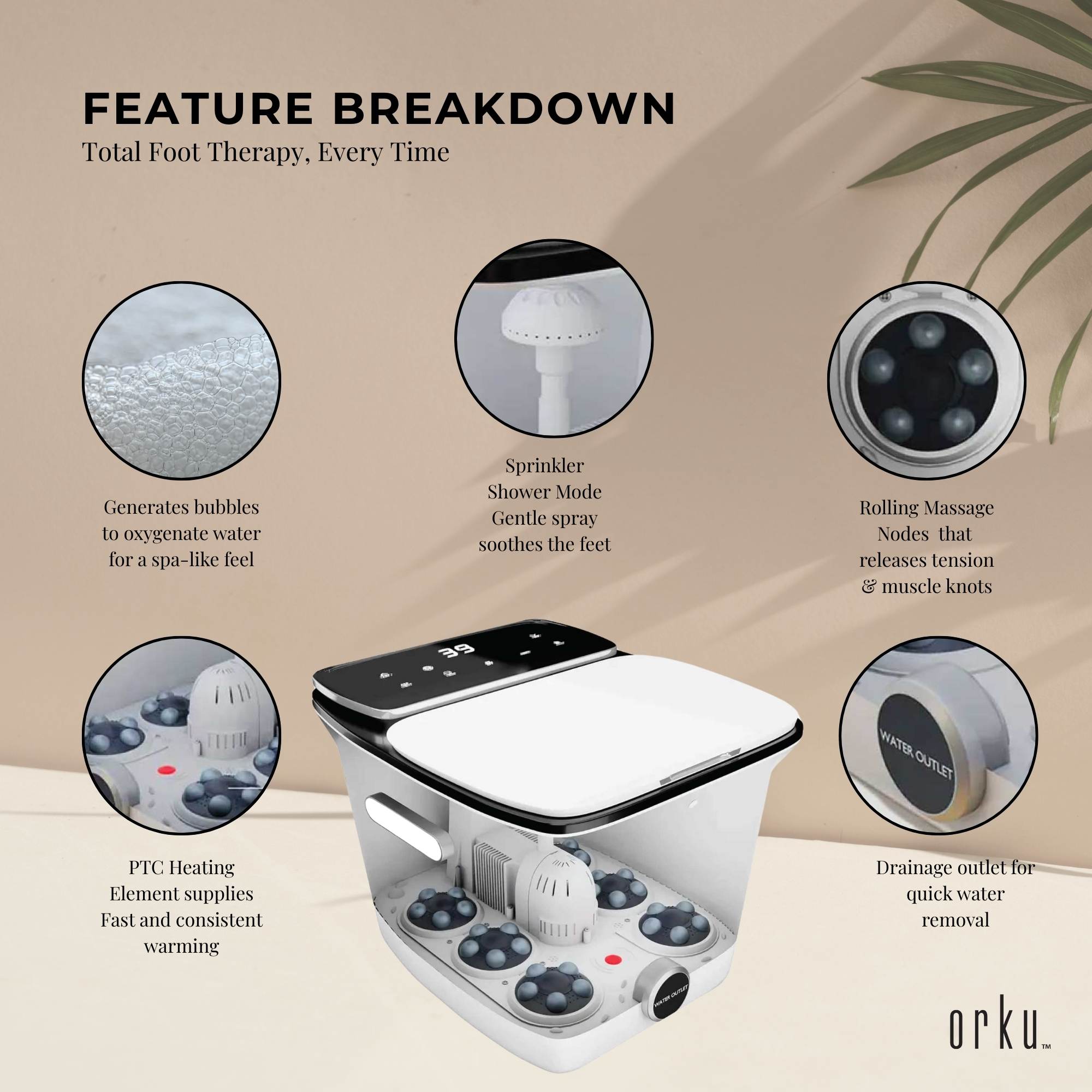 Foot Spa Automatic Water Heating Massager - Electric Pedicure Bath Margot Vital