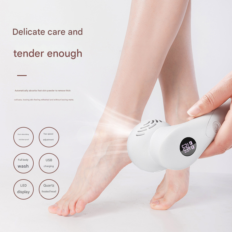 Black Electric Foot Callus Remover with Vacuum - Rechargeable Pedicure Tool with 3 Quartz Grinding Heads & LED Display Margot Vital