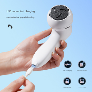 White Electric Foot Callus Remover with Vacuum - Rechargeable Pedicure Tool with 3 Quartz Grinding Heads & LED Display Margot Vital