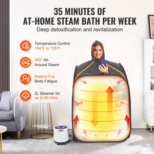 VEVOR Portable Steam Sauna Tent 1000W Personal Spa Loss Weight Detox Therapy, 800x800x1000 mm Margot Vital