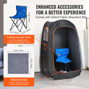 VEVOR 1000W Personal Steam Sauna Tent Loss Weight Detox Therapy Spa Compact, 800 x 800 x 1330 mm Margot Vital