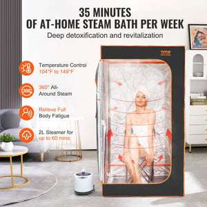 VEVOR Portable Steam Sauna Tent Full Size 1000W Personal Sauna Blanket W/ Chair, 880 x 880 x 1600 mm Margot Vital