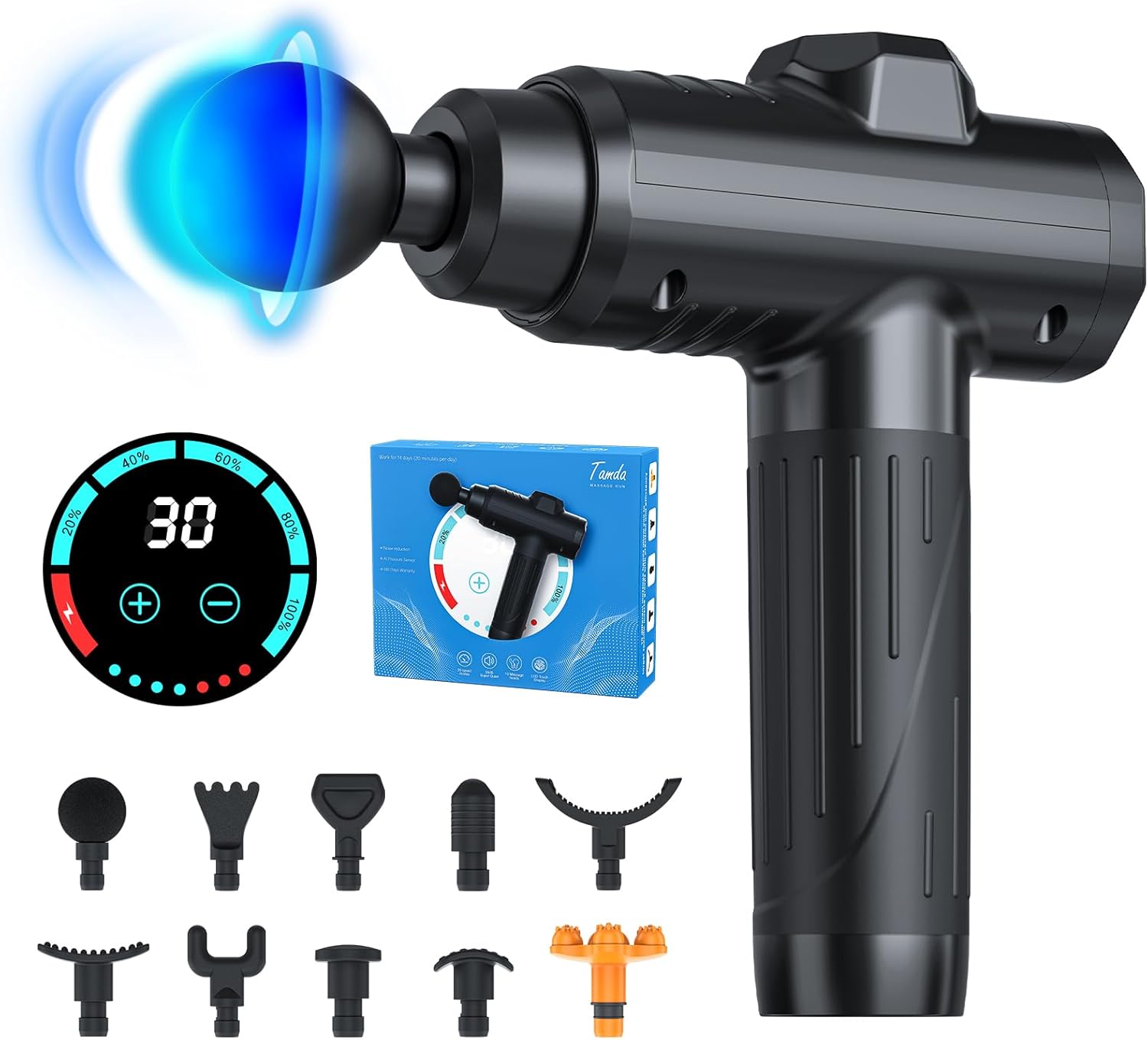 Professional Deep Tissue Massage Gun – 30 Speeds, 10 Heads Margot Vital